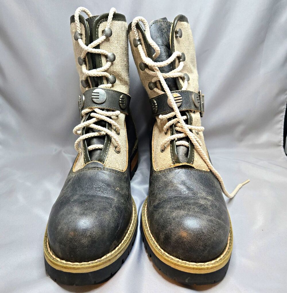 StockerPoint Bavarian Canvas & Leather Alpine Women's Combat Boots 40 (US9-9.5)